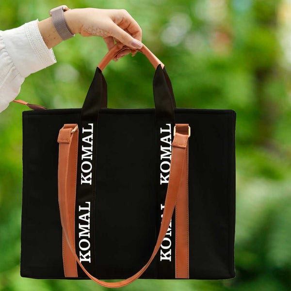 Black & Brown Allure Personalised Handbag - Uncommongifts.in